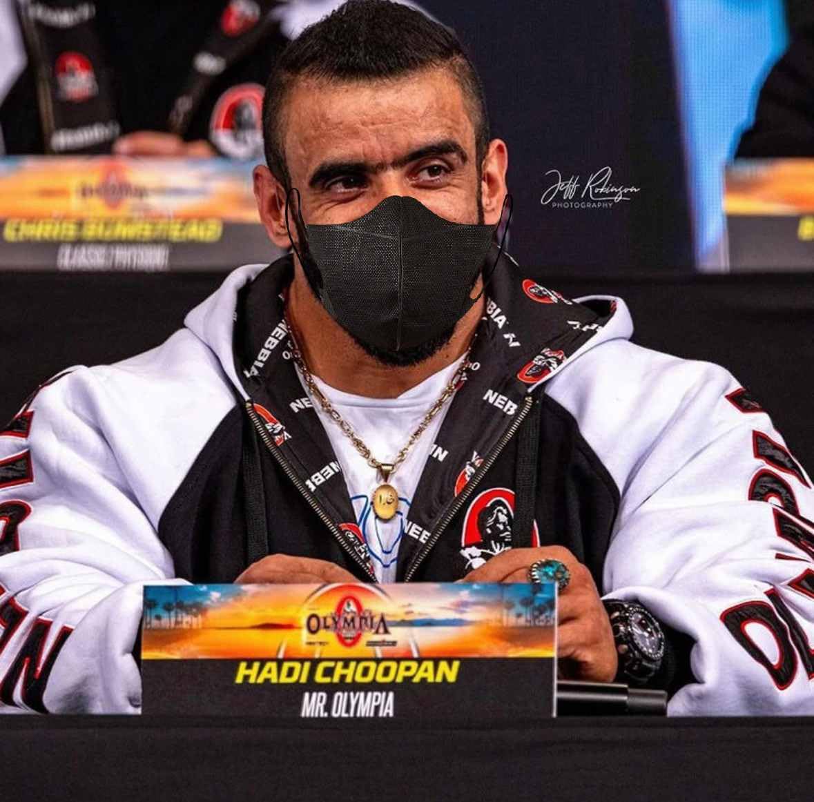 2017 MR. Olympia Embroidered Hoodie Sweater (US, Alpha, X-Large, Large, Regular, Short, 2023-black and white)