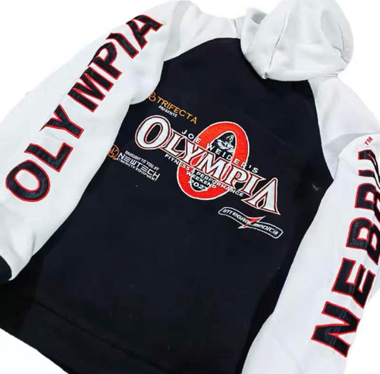 2017 MR. Olympia Embroidered Hoodie Sweater (US, Alpha, X-Large, Large, Regular, Short, 2023-black and white)