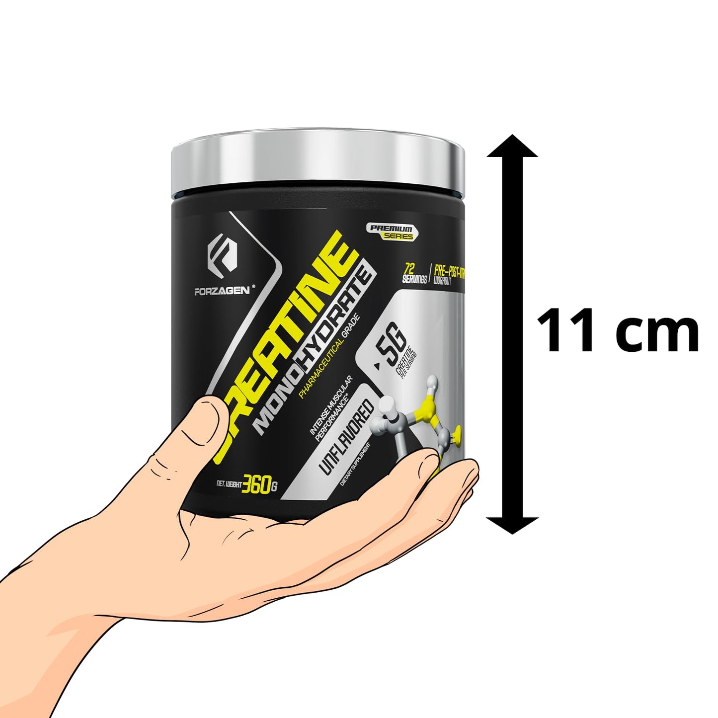 Forzagen Creatine Monohydrate Powder Unflavored, Micronized Creatine Powder for Muscle Gain for Men & Women, Creatina Monohidratada en Polvo, Creatina para Aumentar la Masa Muscular - 72 Servings