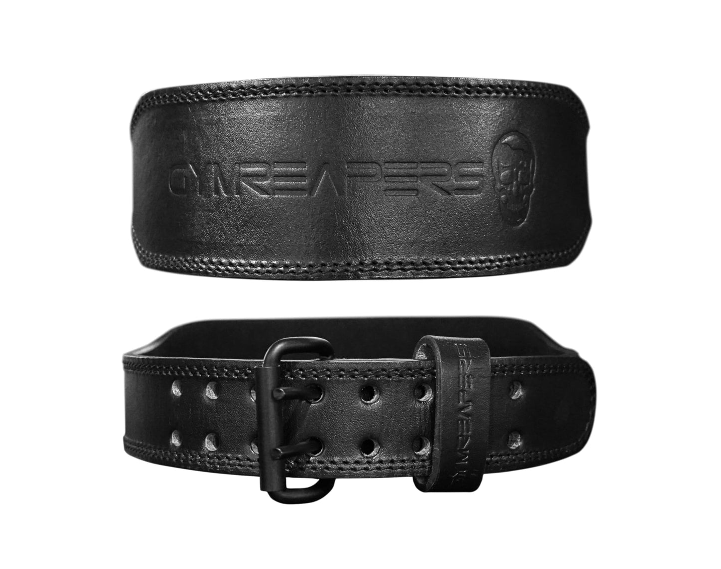 Gymreapers Weight Lifting Belt - 7MM Heavy Duty Pro Leather Belt with Adjustable Buckle - Stabilizing Lower Back Support 4 Inches Wide For Weightlifting, Bodybuilding, Cross Training (Black, X-Large)