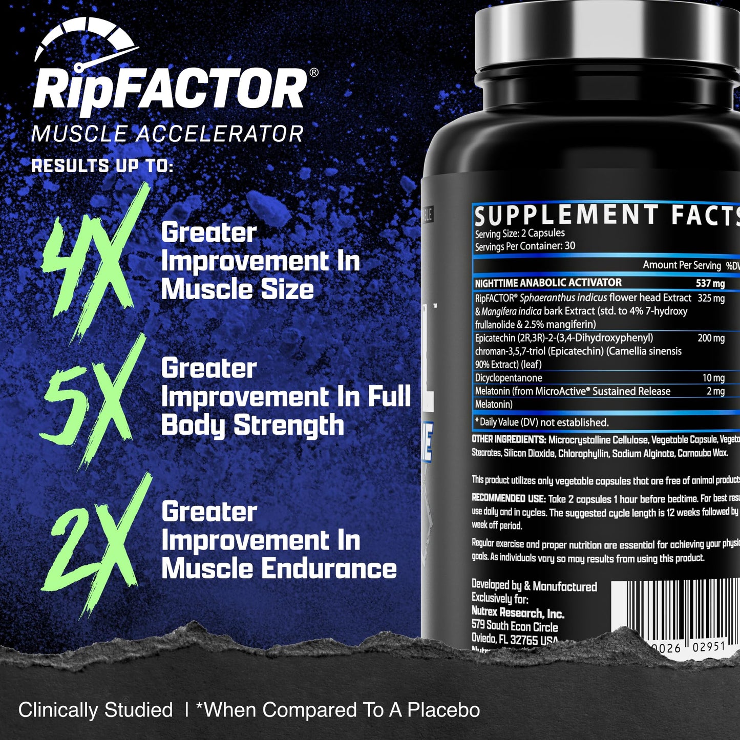 Anabol PM Nighttime Muscle Builder & Sleep Aid | Anabolic Muscle Building Supplement | Clinically Researched RIPFACTOR, Epicatechin & More | Post Workout Muscle Recovery & Strength – 60 Pills