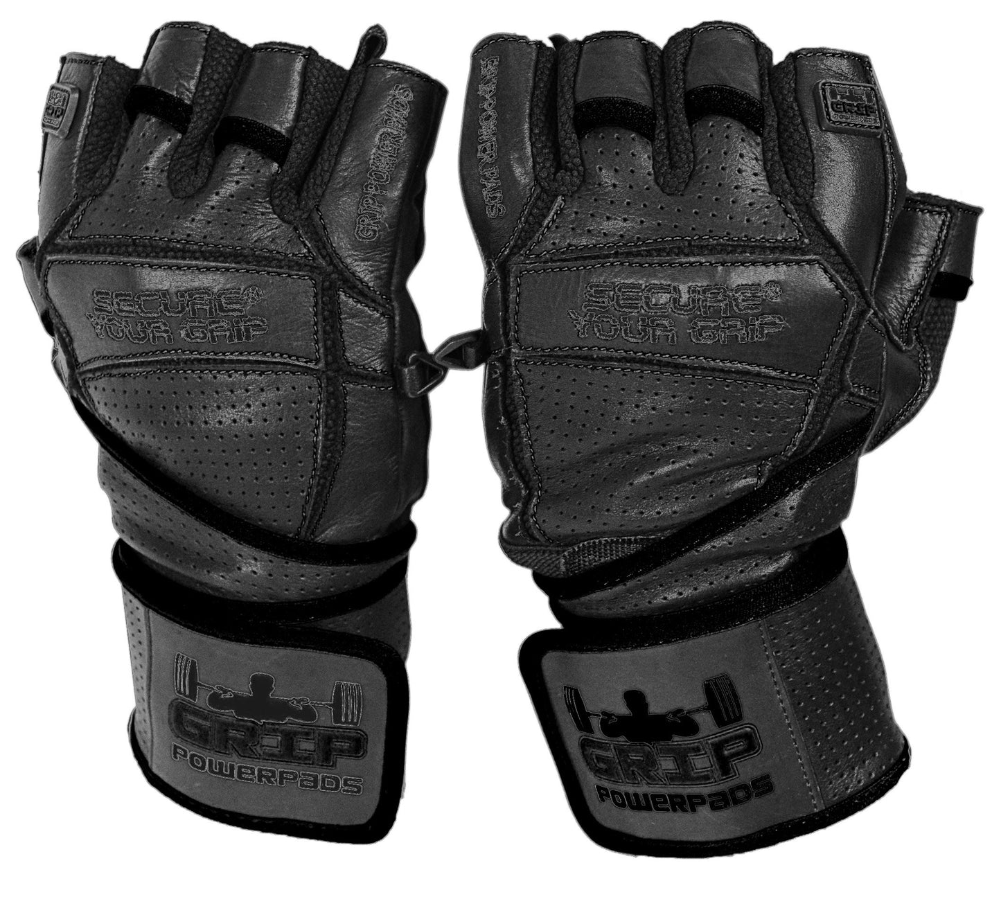 Elite Leather Gym Gloves with Built in 2" Wide Wrist Wraps Best Leather Glove Design for Weight Power Lifting Bodybuilding & Strength Training Workout Exercises (Black, 2X-Large)