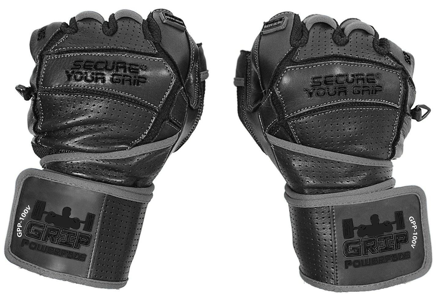 Elite Leather Gym Gloves with Built in 2" Wide Wrist Wraps Best Leather Glove Design for Weight Power Lifting Bodybuilding & Strength Training Workout Exercises (Black, 2X-Large)